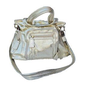 RTL $118 The Sak 100% Leather Metallic Gold Crossbody Purse Shoulder Bag *READ*